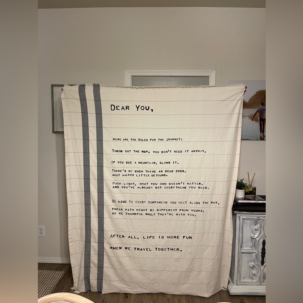 DEMDACO The Journey Dear You Classic White 70 x 60 Cotton Fabric Throw Blanket